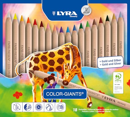LYRA CF18 PASTELLI Color Giants Naturale, Weiß, Zitron, Orange, Scharlach dunkel, Krapplackrosa, Fleischfarben hell, Violett dunkel, Lichtblau, Preußisch blau, Wiesengrün