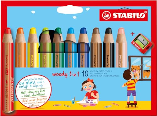 STABILO - Buntstift, Wasserfarbe & Wachsmalkreide - woody 3 in 1