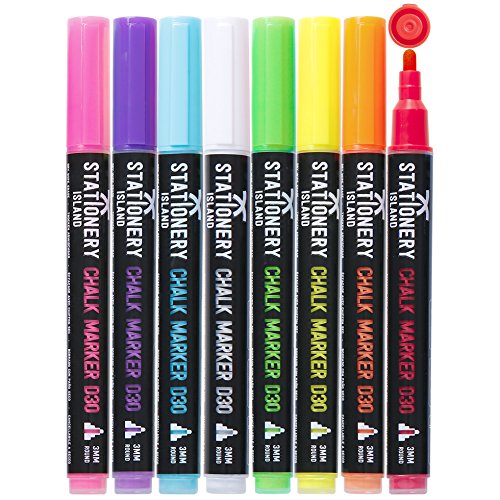 STATIONERY ISLAND Kreidestifte für Tafel Abwaschbar, Kreidestift für Fenster, 8 Farben Kreidemarker für Glas & Tafeln, Bunt Fensterstifte, Zeichnung, Künstler, Ostergeschenke