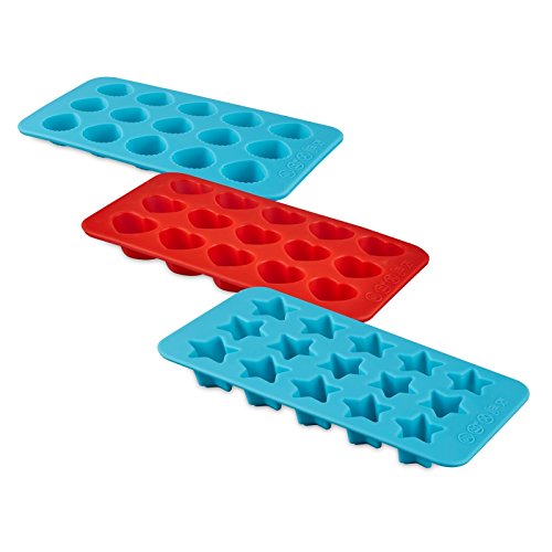 FUKIPRO 3er Set Silikonformen – für Eiswürfel, Pralinen, Schokolade, Bonbons, Seife UVM. – 3 Verschiedene Motive im Set: Herz, Muschel, Stern