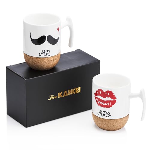 Love-KANKEI MR und MRS Kaffee Glühwein Tassen Sets Partnertassen 300ml