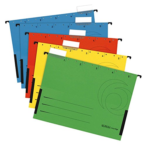 Herlitz 5874755 Hängetasche, seitlich geschlossen, Organisationsdruck, farbig sortiert (20 Stück)