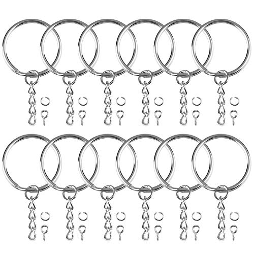 Schlüsselringe mit Kette 50 Stück Metall Schlüsselanhänger mit Spaltringe Keyring Chain, für Taschen Verschiedenen Kleinschmuckzubehör DIY Basteln