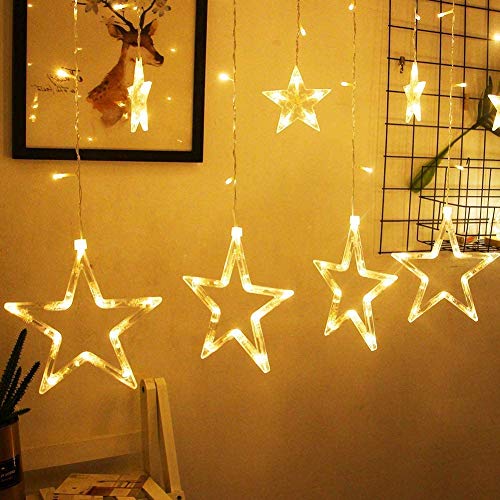 Kaliwa LED Lichtervorhang Weihnachten, 2.5M Lichterkette Innen Batterie + USB Betriebende Weihnachtsbeleuchtung für Fernster, Balkon, Weihnachten, Party, 2Modi, Warmweiß [Energieklasse A+++]